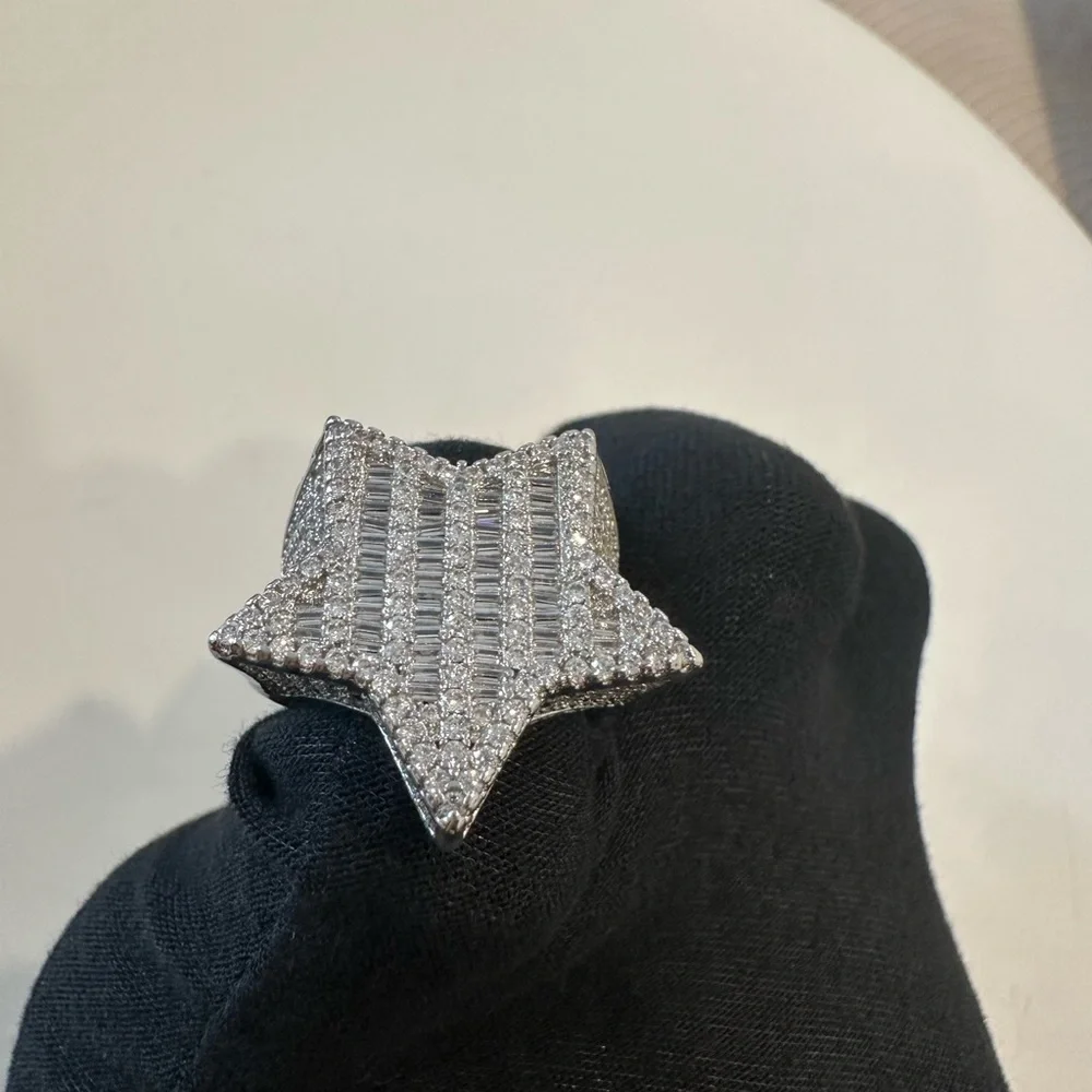 Solid 925 Sterling Silver Star Ring Size 10 - Silver 5 Point Star Band Jewelry
